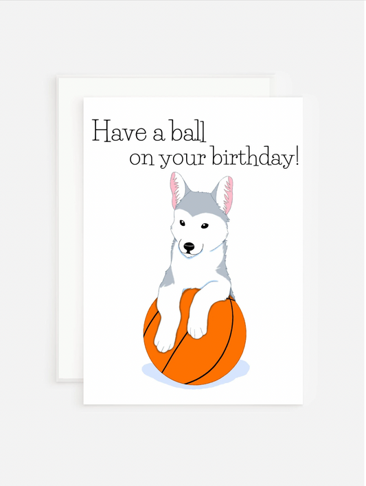 Basketball Puppy Birthday Card