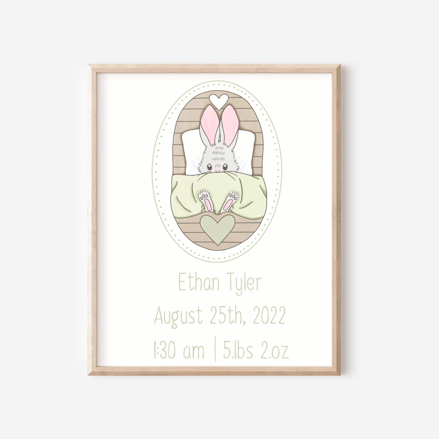 Personalized Boy Rabbit Birth Announcement Sign