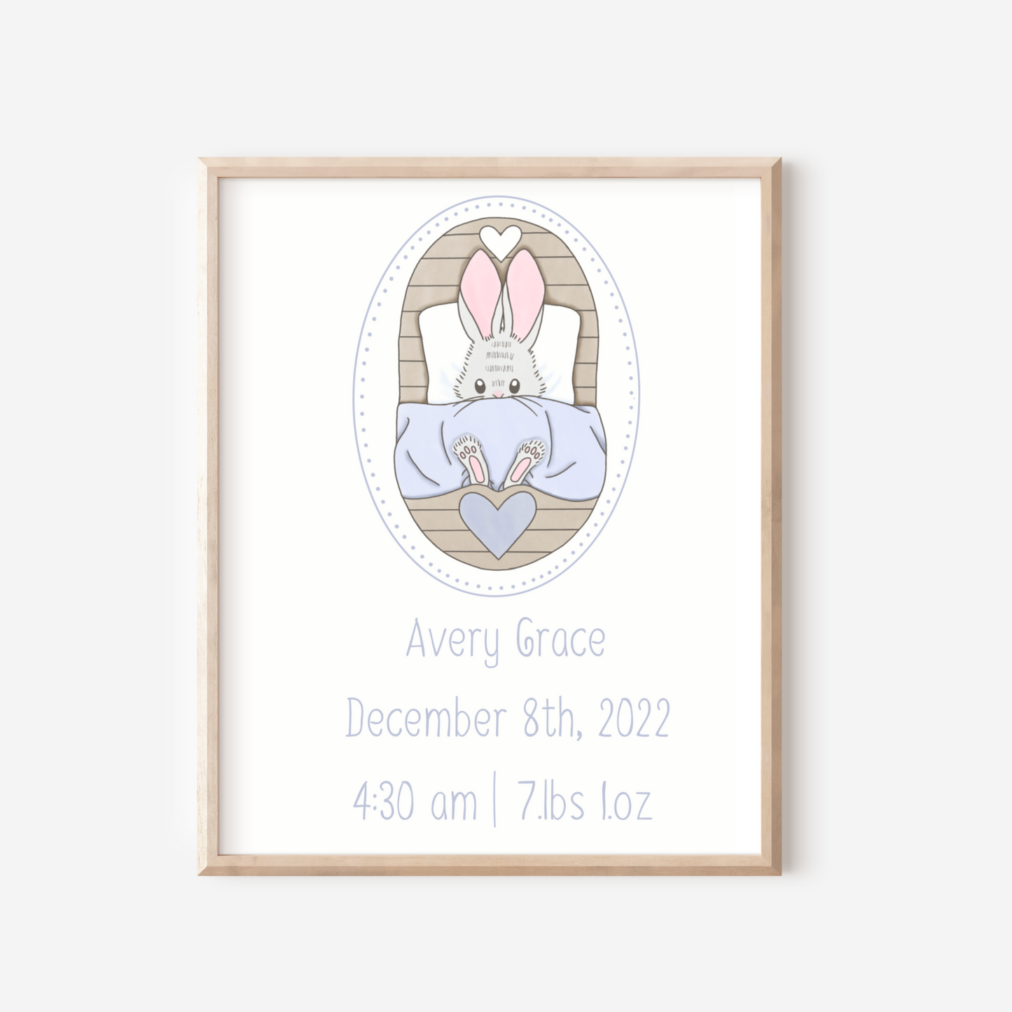 Personalized Girl Rabbit Birth Announcement Sign