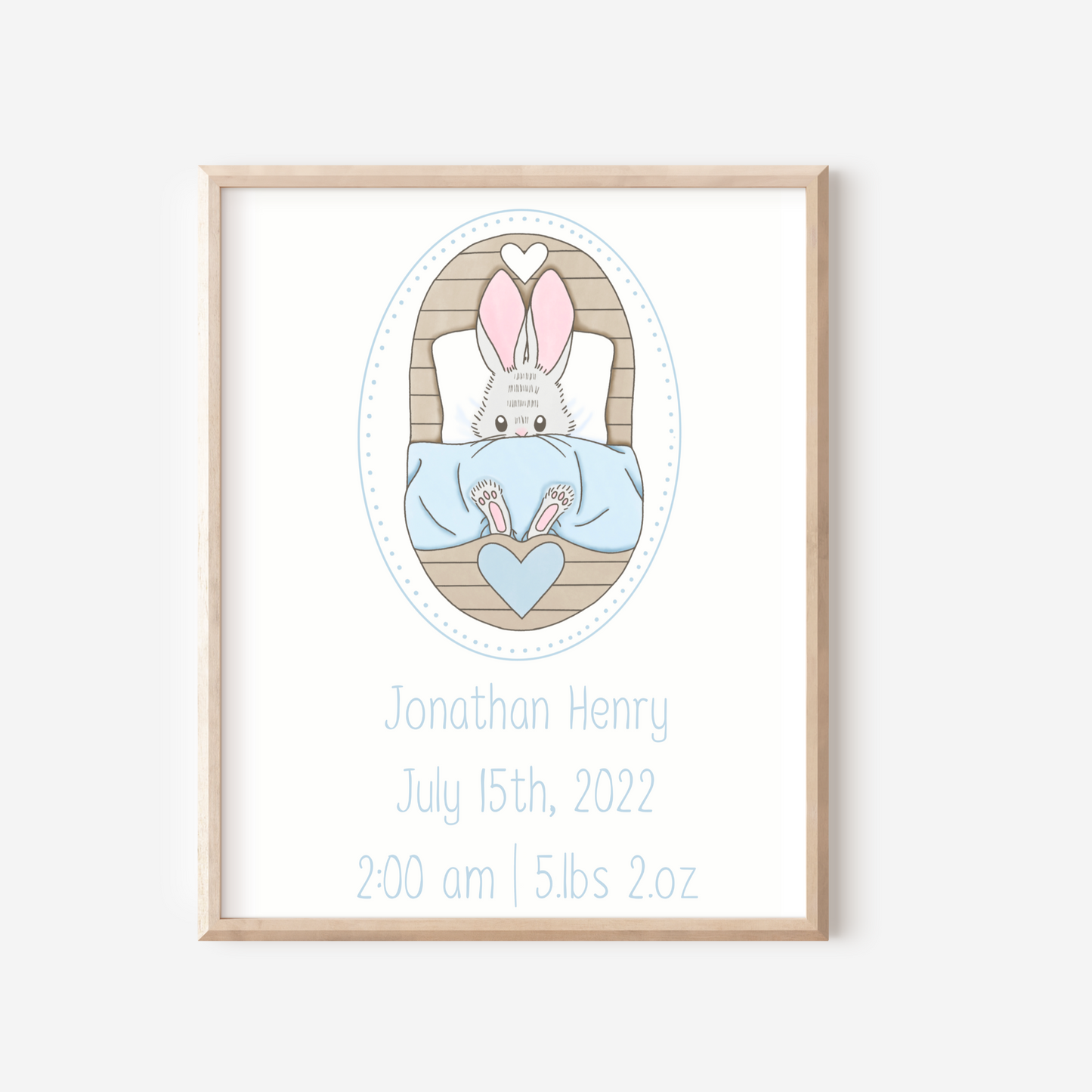 Personalized Boy Rabbit Birth Announcement Sign