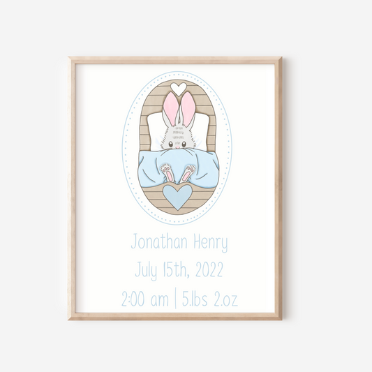 Personalized Boy Rabbit Birth Announcement Sign