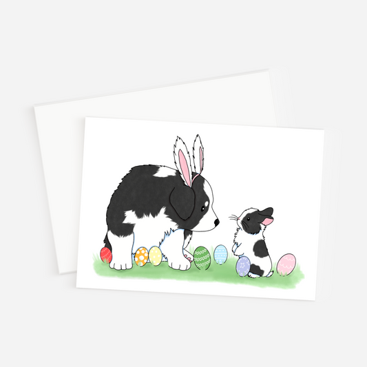 Easter Border Collie Puppy Card